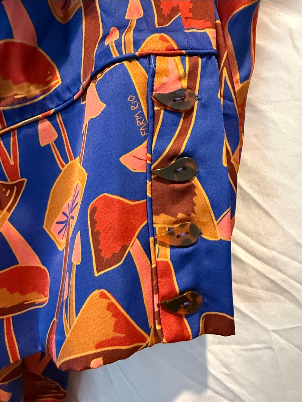 FARM Rio Blue, Pink & Orange Equestrian Mixed-Print Button Down Blouse Pants Set - Picture 4 of 12